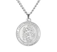 necklace mens silver cross personalised Christopher Pendent Necklaces for Women Men Protect us Religious Amulet Saint the gift jewelry