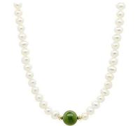 Necklace Natural Freshwater Pearl Necklace 925 Sterling Silver and Field Jade Jasper Collarbone Chain Retro Senior Sense of Jewellery Fashion, Hetian jade pearl necklace, 925 Silver