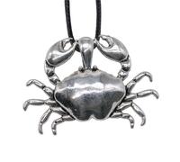 necklace necklaces for women,Antique Silver Color 38x54mm Crab Pendant Black Leather Rope Chain Necklace