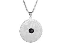necklace necklaces for women,Retro Inlaid Black Stone Compass Star Pendant Necklace Personalized Men's Punk Trend Pendant Jewelry