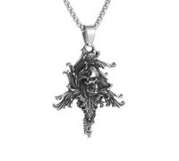 necklace necklaces for women,Vintage Ruler Death Flame Skull Necklace Demon Devil Head Pendant Men's Motorbike Ride Rock Party Exorcist Jewelry