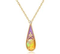 Necklace Opal Pendant Necklace Women's 925 Sterling Silver Enamel Drop Shape Natural Fine Jewelry Pendant For Women