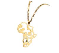Necklace Pendant Africa Hollow Map Necklace with Pendant Grazing Animal World Giraffes Lions Elephants Birthday Jewellery Presents