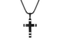 Necklace Pendant Black Cross Necklaces for Men Boys, Bold Metal Cross Pendant, Faith Prayer Collar Jewelry Perfect Birthday Jewellery Present