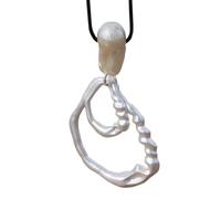 Necklace Pendant Chain Men Women Jewellery Bohemia Long Sweater Chain Imitation Pearl Large Pendant Necklace Silver