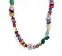 Necklace Pendant Chain Men Women Jewellery Imitation Pearl Colorful Stone Bead Necklace Evil Eye Pendant Necklace For Women Girls Men