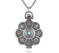 Necklace Pendant Chain Men Women Jewellery Lotus Auspicious Eight Treasures Six-Word Mantra Box Pendant Men And Women Party Retro Punk Gift