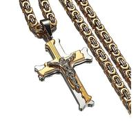 Necklace Pendant Cross Pendant With Chain Men's Silver Gold Color Crucifix Necklaces Male Jewelry Jewelry birthday gifts for women men
