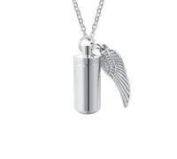 Necklace Pendant Cylindrical Necklace for Women Burning Urn for Ashes Angel Wing Ativa Pendant Keepsake Present Jewellery Birthday Present