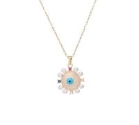 Necklace Pendant Fashion Personality Hip hop Style Pearl Choker Chain Drip Oil Eye Square Pendant Pearl Necklace Men Jewelry birthday gifts for women men