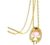 Necklace Pendant for Women, 925 Sterling Silver Gold Twelve Constellations Inlaid Zircon Rose Quartz Jewellery Birthday s Women Girls