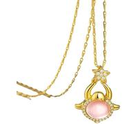 Necklace Pendant for Women, 925 Sterling Silver Gold Twelve Constellations Inlaid Zircon Rose Quartz Jewellery Birthday s Women Girls