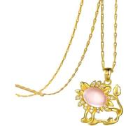 Necklace Pendant for Women, 925 Sterling Silver Gold Twelve Constellations Inlaid Zircon Rose Quartz Jewellery Birthday s Women Girls