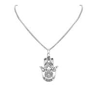 Necklace Pendant Hamsa Hand of Fatima Pendants Necklace Yoga Lotus Fatima Hand Turkish Evil Eye Amulet Necklaces Jewelry Birthday Jewellery Presents