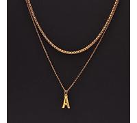 Necklace Pendant Initial Letter Necklaces Set for Men with Gold Color Rope Snake Curb Box Wheat Chain Neck Collar Jewelry birthday gifts for women men