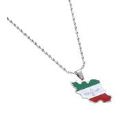 Necklace Pendant Iran Map Iranian Flag Necklace Silver Color Iranian Persian during Necklace Jewelry Gift Jewelry birthday gifts for women men