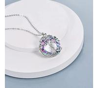 Necklace pendant Korean Fashion Tree Necklaces Family Tree Necklace with Circle Purple Crystal Jewelry for Women Glass Necklace best gift