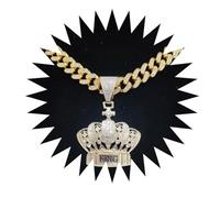 Necklace Pendant Men Chain Women jewelry Hip hop Men Women Hip Hop Crown Pendant Necklace With 13Mm Iced Out Bling Bling Necklaces Fashion Goldcolor