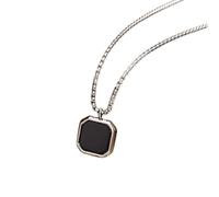 Necklace Pendant Men Stylish Black Square Stone Pendant Necklaces Waterproof Geometric Neck Collar Gifts Jewelry Box Chain Jewelry birthday gifts for women men