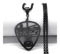 Necklace Pendant Music Note Guitar Pick Necklace for Women Men Black Color Punk Rock Chain Necklaces Gift Jewelry collar Jewelry birthday gifts for women men