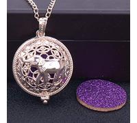 Necklace Pendant Of Women,Essential Oil Diffuser Necklace Rose Vintage Hollow Elephant Animal Engraved Pendant Lady Retro Jewelry present For Women Birthday Anniversary