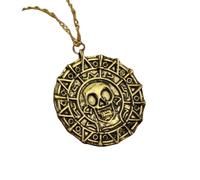 Necklace Pendant Pirates Of The Caribbean Necklace Aztec Skeleton Skull Heads Pendant Coin Medallion Vintage Jewelry Perfect Birthday Jewellery Present, size