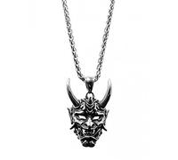Necklace pendant Retro Silver Color Horn Pendant Men Ghost Mask Necklace Hip Hop Samurai Skull Jewelry Cool Sweater Chain best gift
