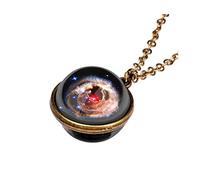 Necklace Pendant Sided Double Pendant In System Dark Galaxy The Planet Necklace Glass Necklaces Pendants