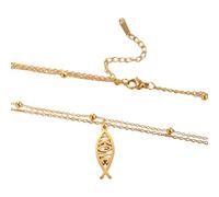 Necklace Pendant Vintage Fish Ichthys Symbol Necklace Religious Presents Amulet of Friendship and Love Jewelry Birthday Jewellery Presents