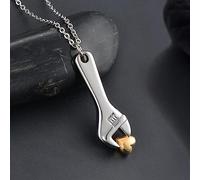 Necklace Pendant Wrench Tool Urn Necklace Spanner with heart Cremation Pendant For Ashes Keepsake Jewelry For Men funnel tool Jewelry birthday gifts for women men