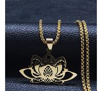 Necklace Pendant Yoga Lotus Flower Chakra Necklace Gold Color Symbol Necklaces Lucky Amulet Spiritual Jewelry colier womens Jewelry birthday gifts for women men