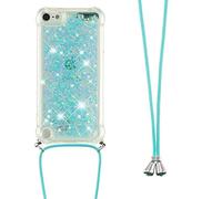 Necklace Phone Case for iPod Touch 5 / iPod Touch 6/7,iPod Touch 5 Cover,Glitter Bling Flowing Liquid Shiny 3D Moving Quicksand Cover with Necklace Cord Strap for iPod Touch 5,GS Blue Stars