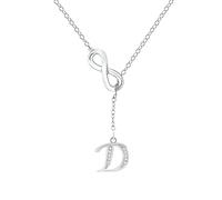 Necklace Plain 8 Shaped Tassel Silver Initial Necklace for Women Silver Necklaces for Women A Z 26 Alphabet Initial Necklaces for Teen Girls Jewelry Cursive Name Necklace (D, One Size)