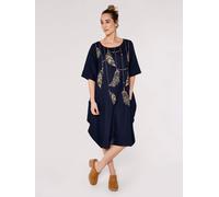 Necklace Print Midi Dress Apricot Navy 10