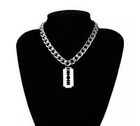 necklace Punk Hip Hop Razor Blades Shaped Pendant Necklace Men Silver Color Minimalist Cuban Thick Necklaces Jewelry