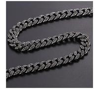 Necklace Silver Color Necklace Bracelet Hip Hop Miami Curb Cuban Chain Iced Out Paved Rhinestones CZ Bling Rapper For Men Women Jewelry 925 Silver Necklace ( Color : Black Gun Plated , Size : 46cm )