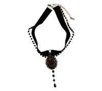 necklace Vintage Double Layer Choker Adjustable Rose Flower Pendant Elegant Collar Jewelry Short Chain
