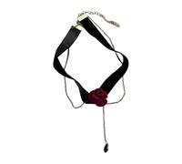 necklace Vintage Double Layer Choker Adjustable Rose Flower Pendant Elegant Collar Jewelry Short Chain