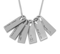 Necklace with 7 Metal Pendants - Scientific Formulas Engraved - 6x2cm, 170g - Minimalist and Conceptual Design, XL, Metal, No Gemstone