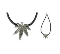 Necklace With A Pendant Cannabis Leaf Made With Pewter & Rubber by JOE COOL