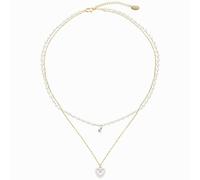 Necklace With Gold, Layered, Double Chain Design, Crystal Accents, Adjustable Length, Heart-Shaped Pendant, Includes Storage Transparent Box, Gift Giving For