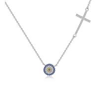 Necklace Women Jewelry 925 Sterling Silver Round Decorative Evil Eye Necklace Pendant Necklace For Women Collares