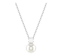 Swarovski Matrix Necklace, Clear Crystal Pearl and Round-Cut Stone in a Rhodium-Finished Setting, Part of the Matrix Collection