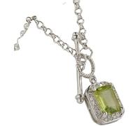 necklace Women's Silver Sterling Inlaid Zircon Natural Peridot Ot Buckle Summer Beach Boho Crystal Pendant Jewellery For Women Girls jewelry