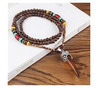 Necklaces 2021 New Vintage Ethnic Style Lotus Ox Horn Wood Beaded Stone Pendants & Necklaces Statement Nepal Necklace Women Men Jewelry (Size : Style5)