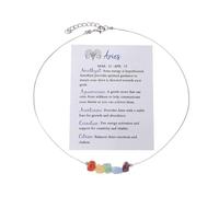 Necklaces Cute Initial Zodiac Necklace For Women Natural Stone Zodiac Sign Choker Necklaces 12 Constellation Crystal Birthday Jewelry Gifts B (A, One Size)