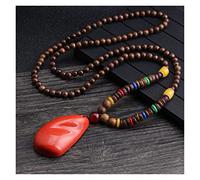 Necklaces Ethnic Style Natural Stone Ceramic Crafts Bodhi Wood Pendant Necklace Religious Buddha Wood Beaded Necklace Jewelry for Woman (Size : Style13)