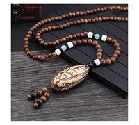Necklaces Ethnic Style Natural Stone Ceramic Crafts Bodhi Wood Pendant Necklace Religious Buddha Wood Beaded Necklace Jewelry for Woman (Size : Style1)