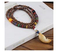 Necklaces Ethnic Style Natural Stone Ceramic Crafts Bodhi Wood Pendant Necklace Religious Buddha Wood Beaded Necklace Jewelry for Woman (Size : Style2)