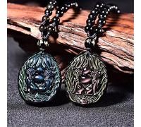 necklaces Feng Shui Amulet Fox Wu Lou Necklace Natural Black Obsidian Rainbow Eye Chakra Balancing Pendant Necklace Healing Crystal Ward-Off Evil Spirits Talisman Prosperity ( Color : Ice Obsidian )